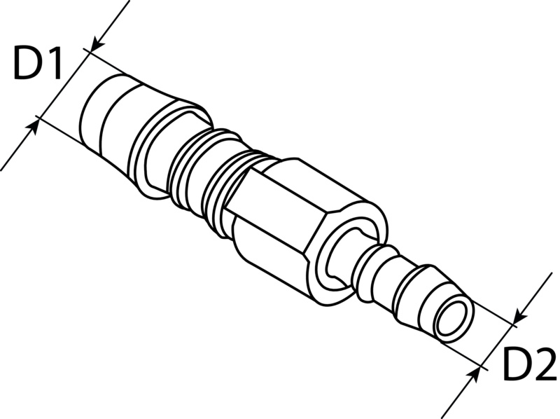 Schlauchverbinder 7 - 8mm / 7 - 8mm, Stahl verzinkt (8280606