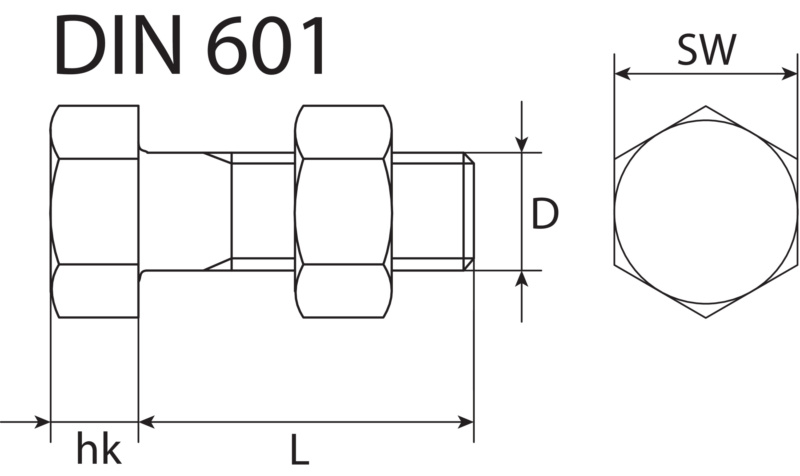 Sechskantschraube & Mutter DIN 601 M6 - Stahl verzinkt, 0,2