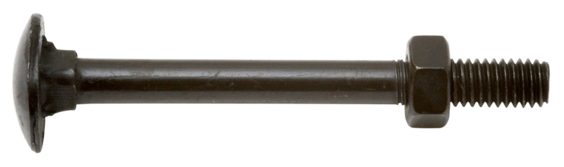 Schlossschraube Flachrundkopf mit Mutter M7 x 70, schwarz verzinkt