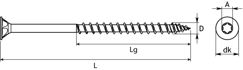 inkl Ø 6,0 mm Teilgew Bit vz SWG Spanplattenschrauben Senkkopf Hox Ø 3,0 mm 